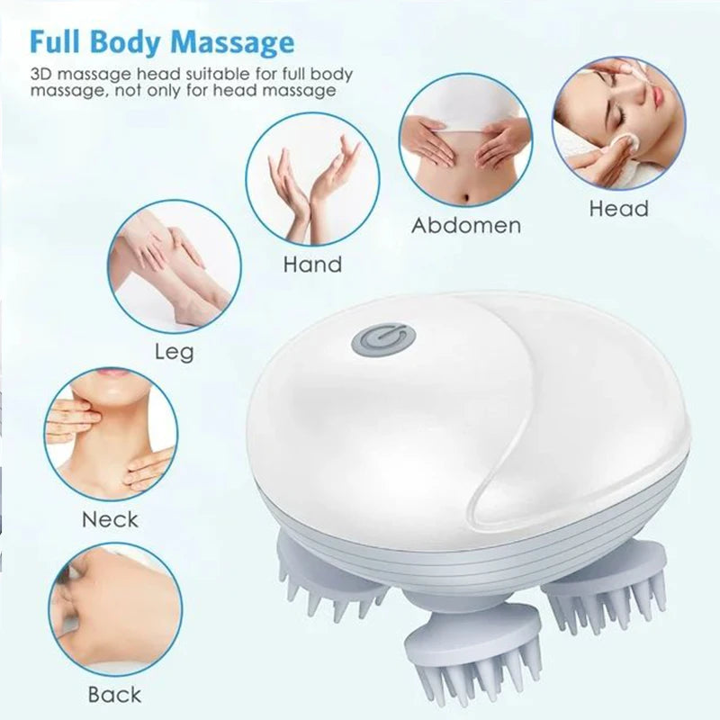Deep Scalp & Head Massager – USB Rechargeable, Waterproof & Portable