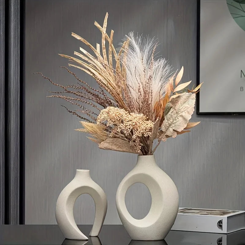 Nordic Ceramic Vase Set – Boho Design (2 pcs)