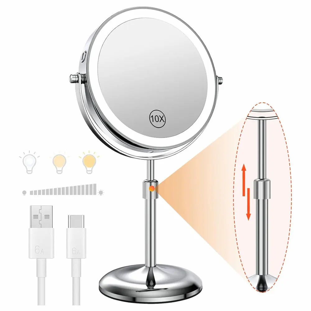 GlowPro™ – 10X Lighted Vanity Mirror with LED & Suction Base