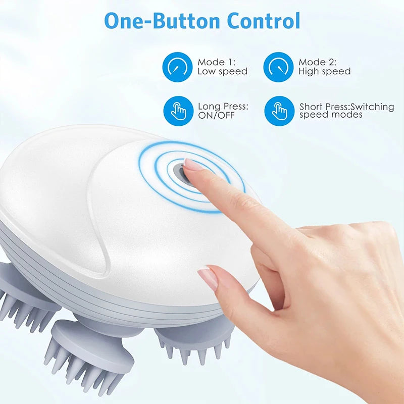 Deep Scalp & Head Massager – USB Rechargeable, Waterproof & Portable