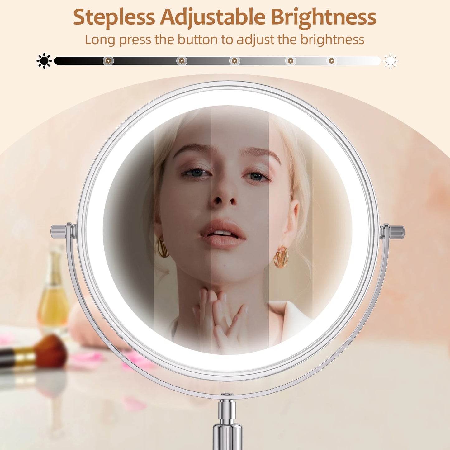 GlowPro™ – 10X Lighted Vanity Mirror with LED & Suction Base