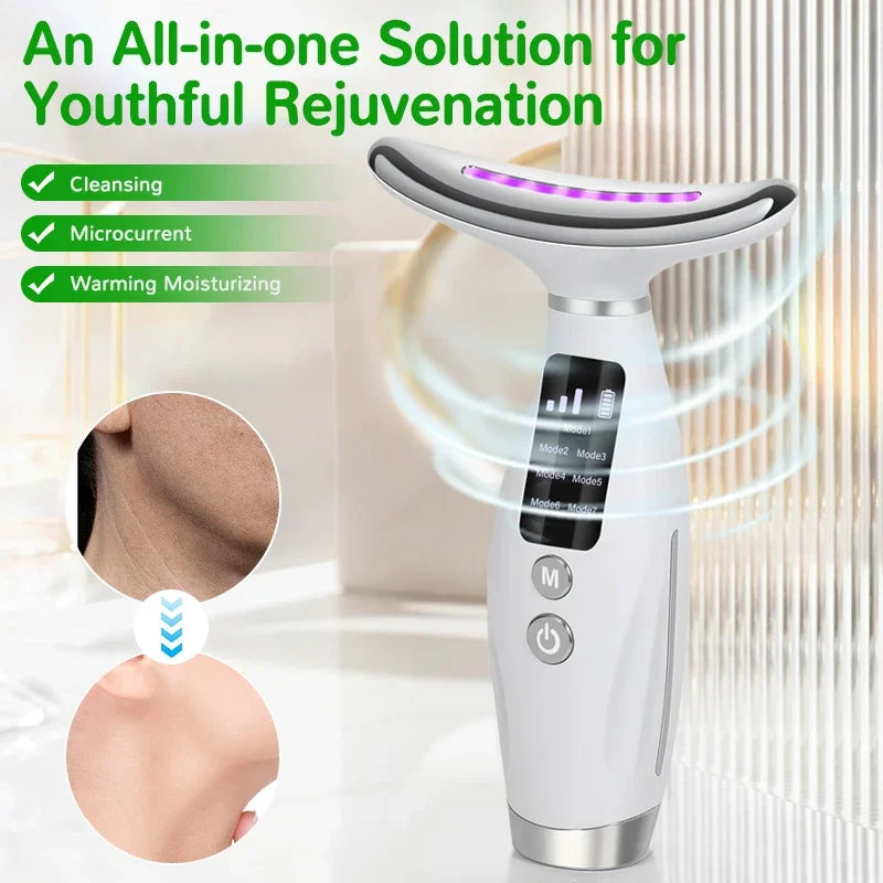 7-Colour Neck & Face Massager – Vibrating & Warming Care