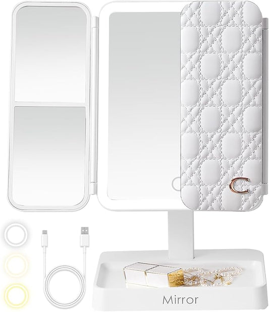 Trifold LED Makeup Mirror