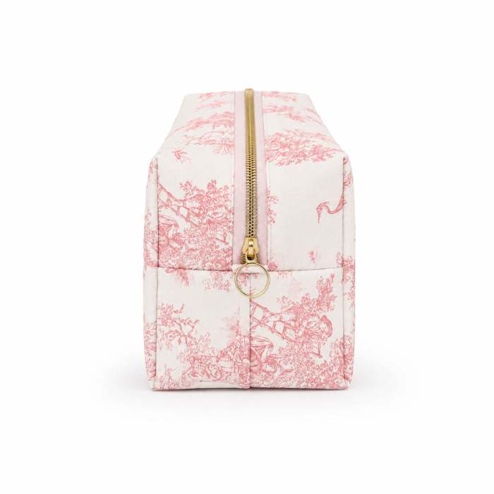 Vista lateral del neceser rosa Cristal Vintage de Toile de Jouy