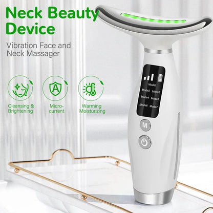 7-Colour Neck & Face Massager – Vibrating & Warming Care