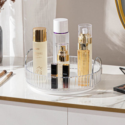 Elegance360 – 3-Tier Rotating Cosmetic Organizer with Metal Frame