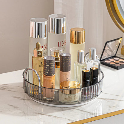 Elegance360 – 3-Tier Rotating Cosmetic Organizer with Metal Frame