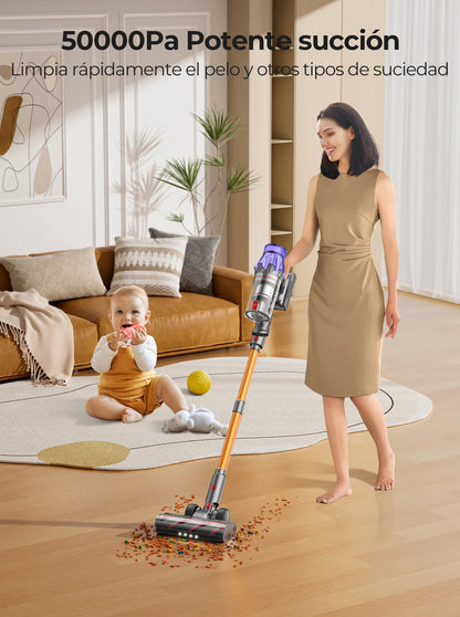 Laresar 500W Cordless Vacuum Cleaner – 50Kpa Suction, HEPA Filter, LCD Display & Wall Mount Storage