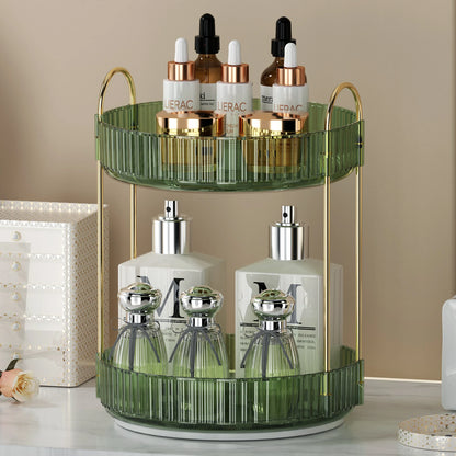 Elegance360 – 3-Tier Rotating Cosmetic Organizer with Metal Frame