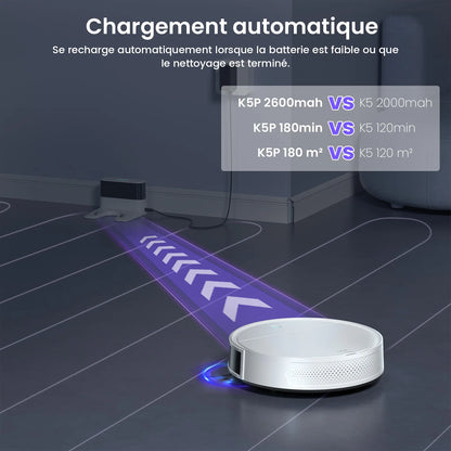 OKP K5 Robot Vacuum Cleaner – 2500Pa Suction, Freemove 3.0, HEPA Filter & 120 Min Runtime