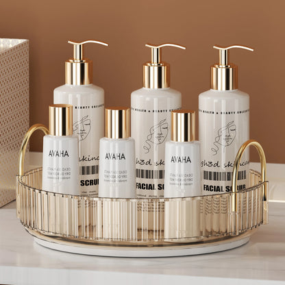 Elegance360 – 3-Tier Rotating Cosmetic Organizer with Metal Frame