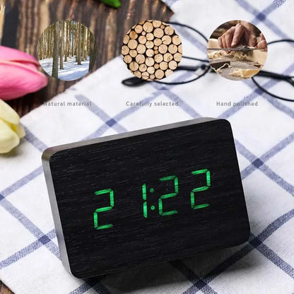 WoodClock LED – Digital Alarm Clock with Voice Control