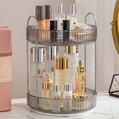Elegance360 – 3-Tier Rotating Cosmetic Organizer with Metal Frame