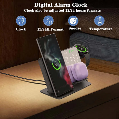 PowerBase – 3-in-1 Wireless Charger with LED Clock