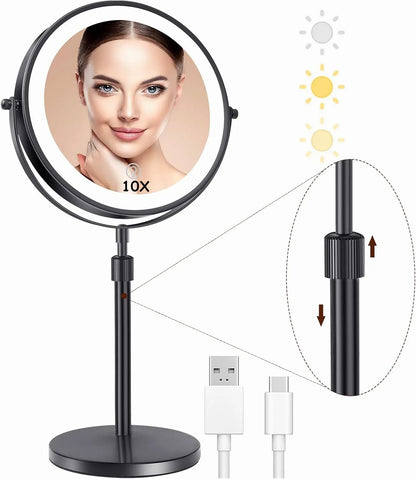 GlowPro™ – 10X Lighted Vanity Mirror with LED & Suction Base