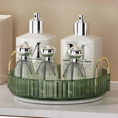 Elegance360 – 3-Tier Rotating Cosmetic Organizer with Metal Frame