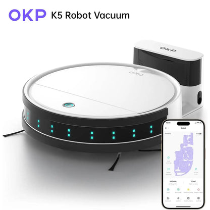 OKP K5 Robot Vacuum Cleaner – 2500Pa Suction, Freemove 3.0, HEPA Filter & 120 Min Runtime
