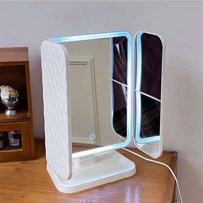 Trifold LED Makeup Mirror