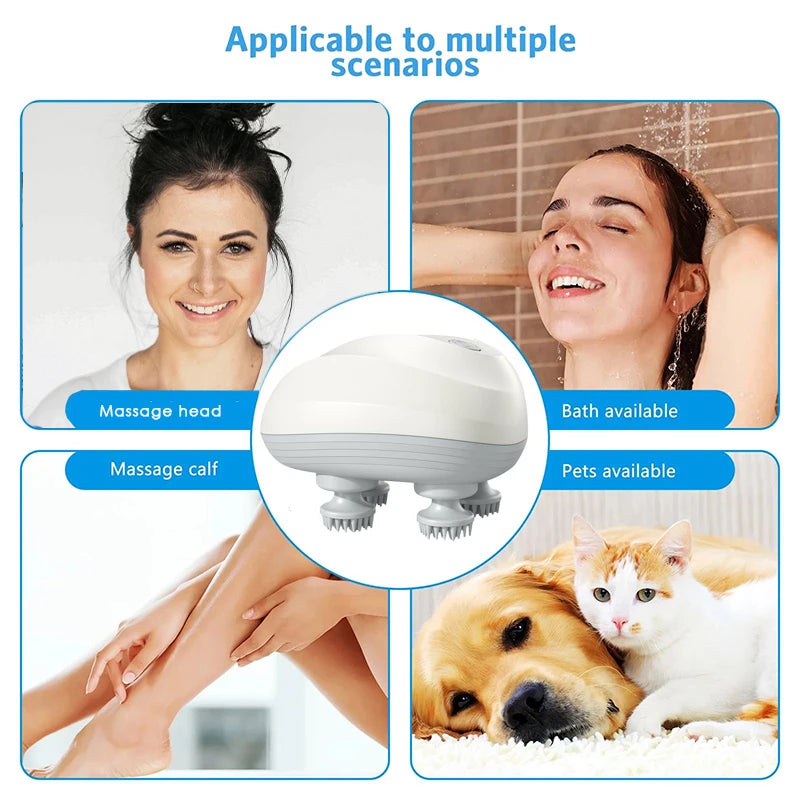 Deep Scalp & Head Massager – USB Rechargeable, Waterproof & Portable