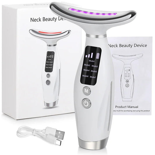 Portable 7-Colour Neck & Face Massager with vibration and heat therapy for face, neck and shoulders