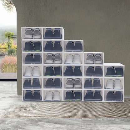 24pcs Transparent Shoe Boxes – Foldable & Dustproof
