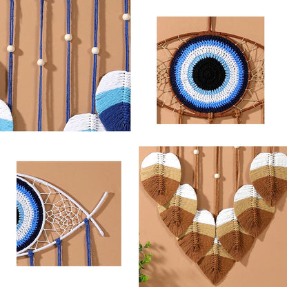 Bohemian-style dream catcher hanging on a neutral wall, perfect for Nordic and minimalist interiors.