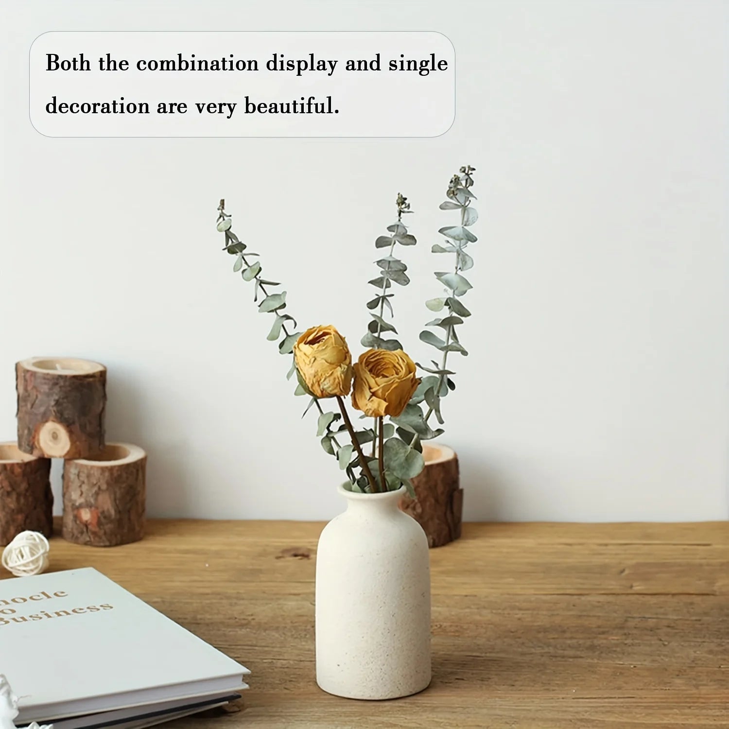 Nordic-style ceramic vase with dried flower for elegant home decor.