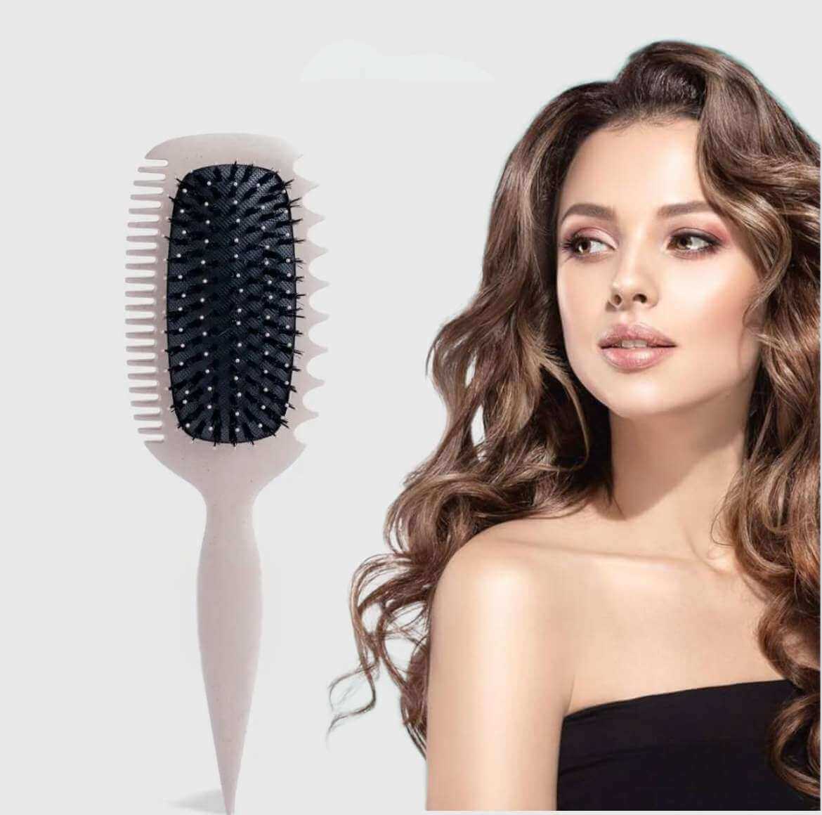 Ergonomic detangling brush for all hair types