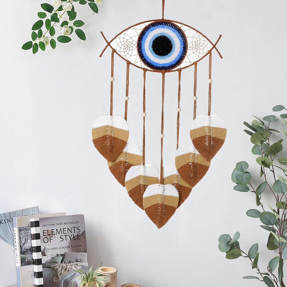 DreamWeave handwoven dream catcher made of natural cotton, adding bohemian elegance to modern interiors.