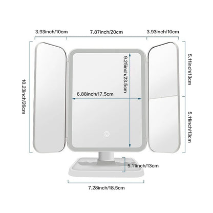 Trifold LED Makeup Mirror