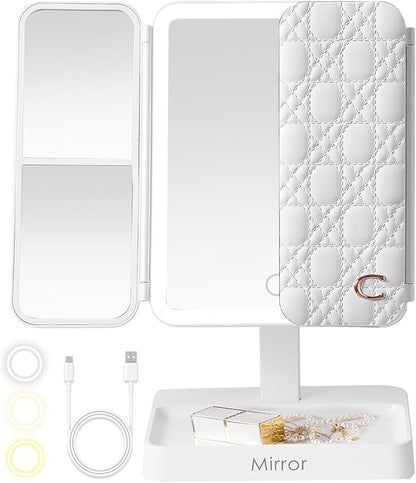 Trifold LED Makeup Mirror