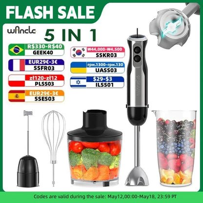 Compact food blender with ergonomic grip and detachable parts