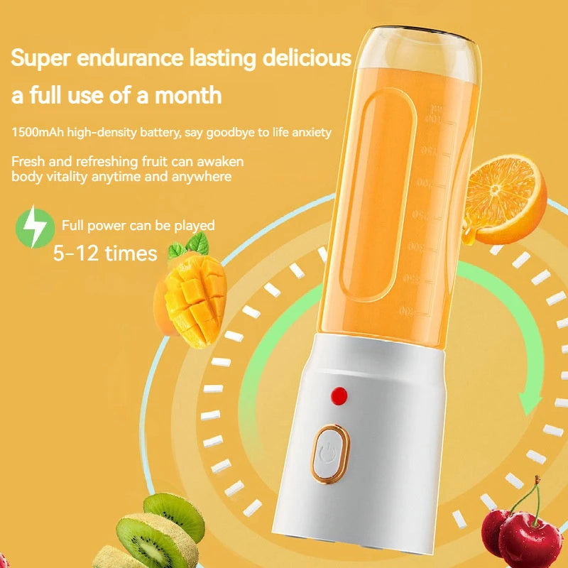 Rechargeable personal blender for fruit and juice preparation