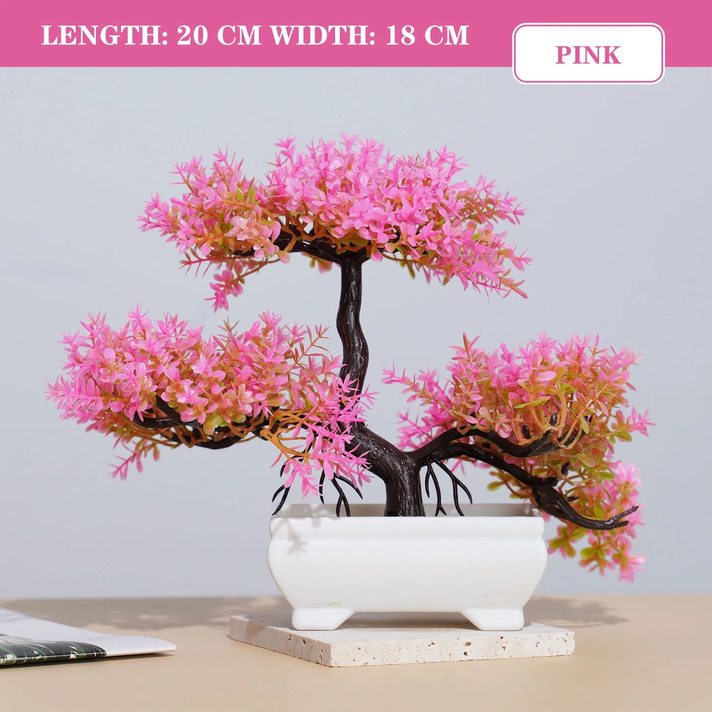 Pink MiniBonsai – Soft and charming faux bonsai tree for warm, peaceful interiors.