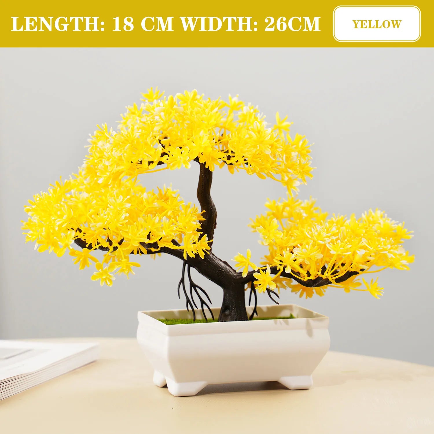Yellow MiniBonsai – Bright and cheerful artificial bonsai tree, perfect for modern interiors.