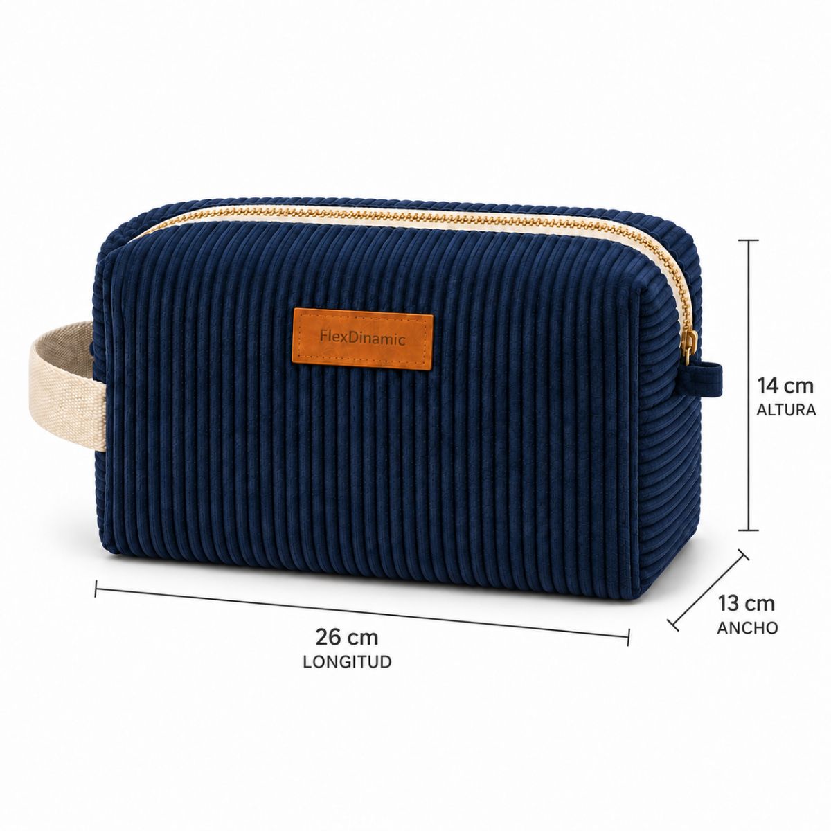Neceser Masculino Atlas Azul Marino de Pana con Asa