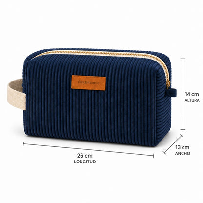 Neceser Masculino Atlas Azul Marino de Pana con Asa