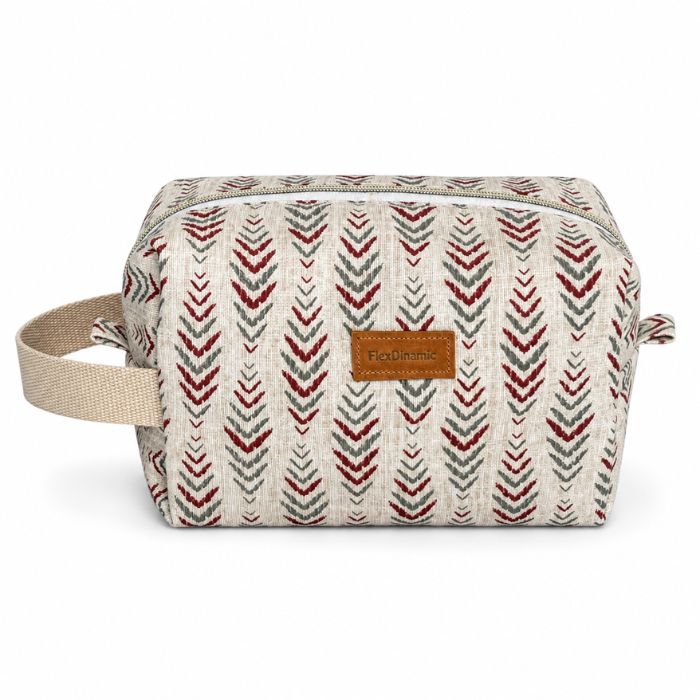 Neceser unisex artesanal de tela con estampado geométrico FlexDinamic