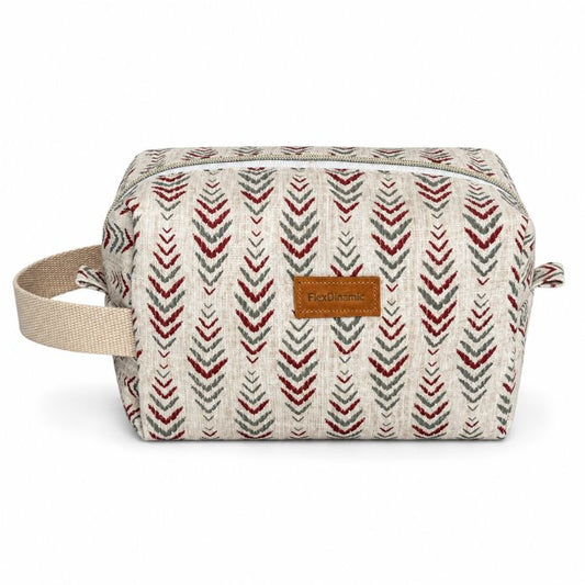 Neceser unisex artesanal de tela con estampado geométrico FlexDinamic