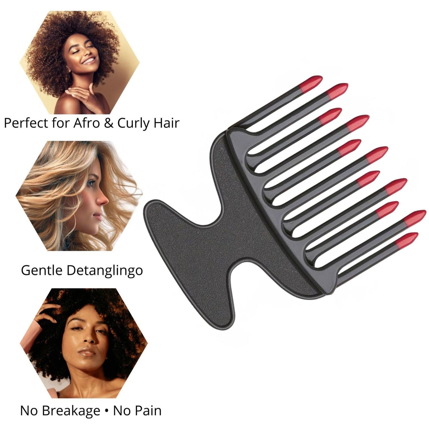 Model using afro comb – peigne afro cheveux bouclés