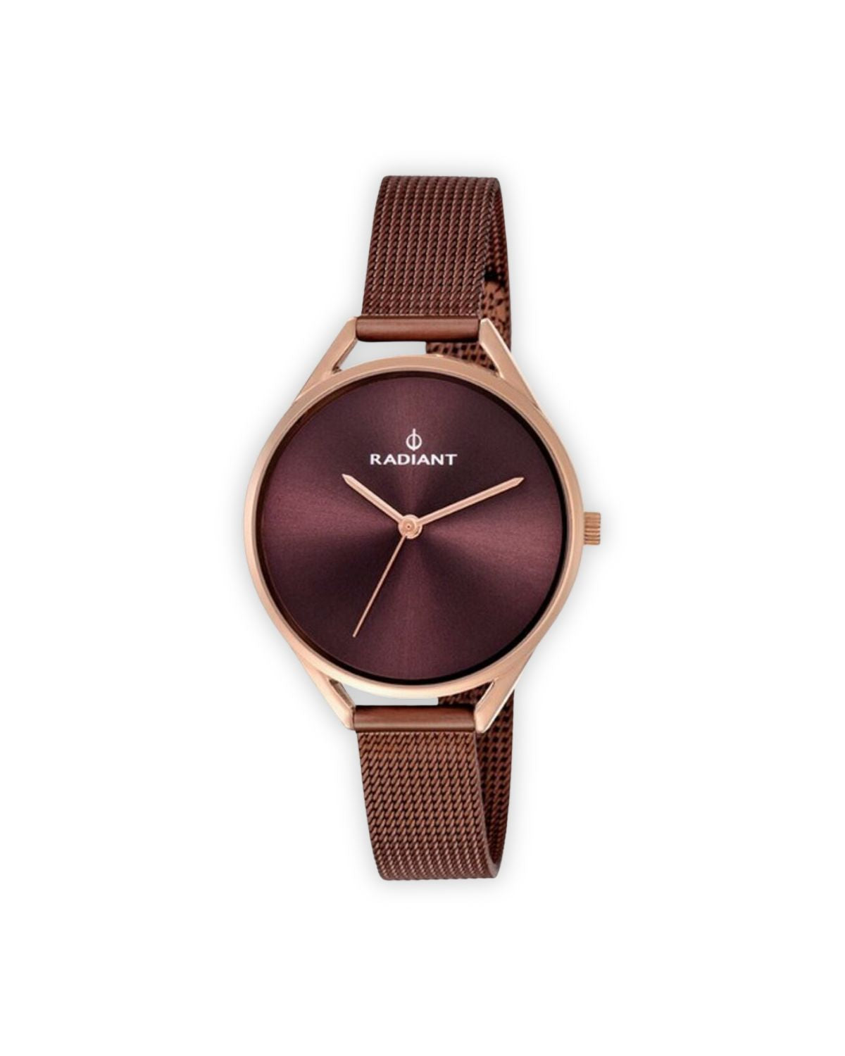 Minimalist women’s purple mesh strap watch – front view”