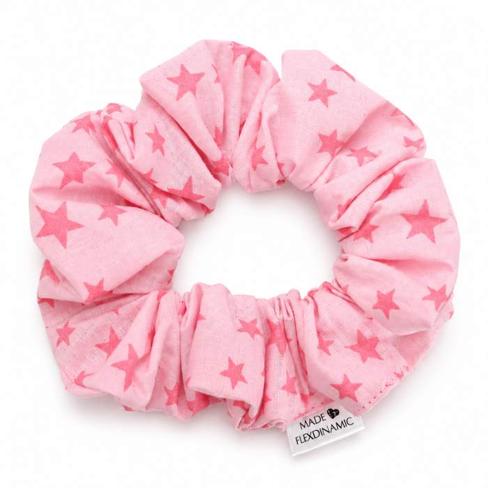 Scrunchie Rosa Estrellas | Coletero Artesanal para Cabello