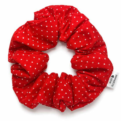 Scrunchie Rojo con Lunares Blancos | Coletero Artesanal para Cabello