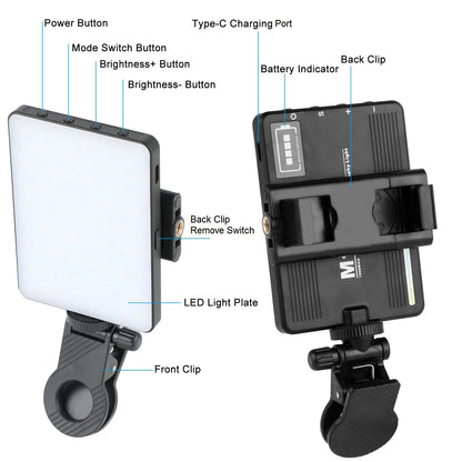 M15 LED Selfie Light – Clip-On & Rechargeable