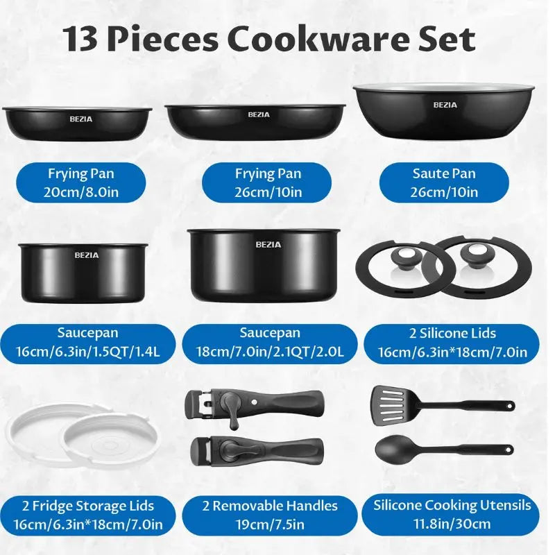 13-piece SmartStack™ cookware displayed on kitchen counter
