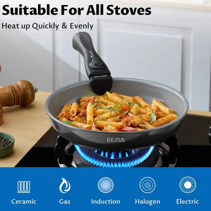 Elegant cookware collection with heat-resistant ceramic surface